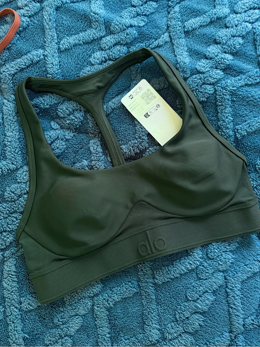 ALO Yoga Olive Green Racerback Sculpted Sports Bra